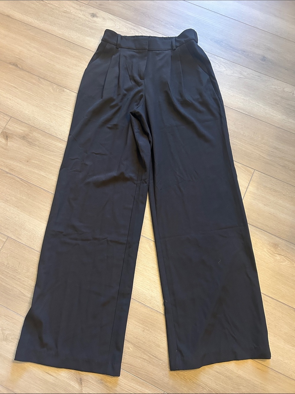 DREW High-Waist Wide-Leg Black Dress Pants